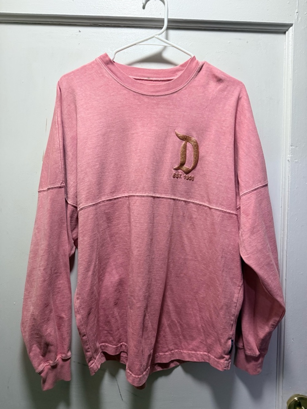 Disney Pink Sweatshirt with Gold Sparkle 'D' Logo